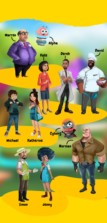 All the characters of STEAMValley game